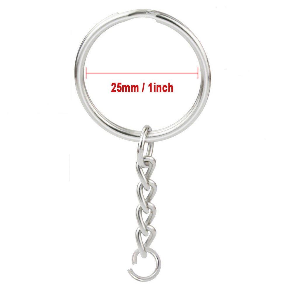 QMayer 100 pcs Split Key Ring with Chain, 1